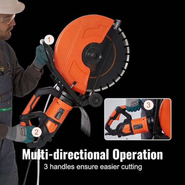 Electric Concrete Saw, 32 in. x 9 in. Adjustable Cutting Depth, 15 A Motor Circular Saw Cutter for Brick