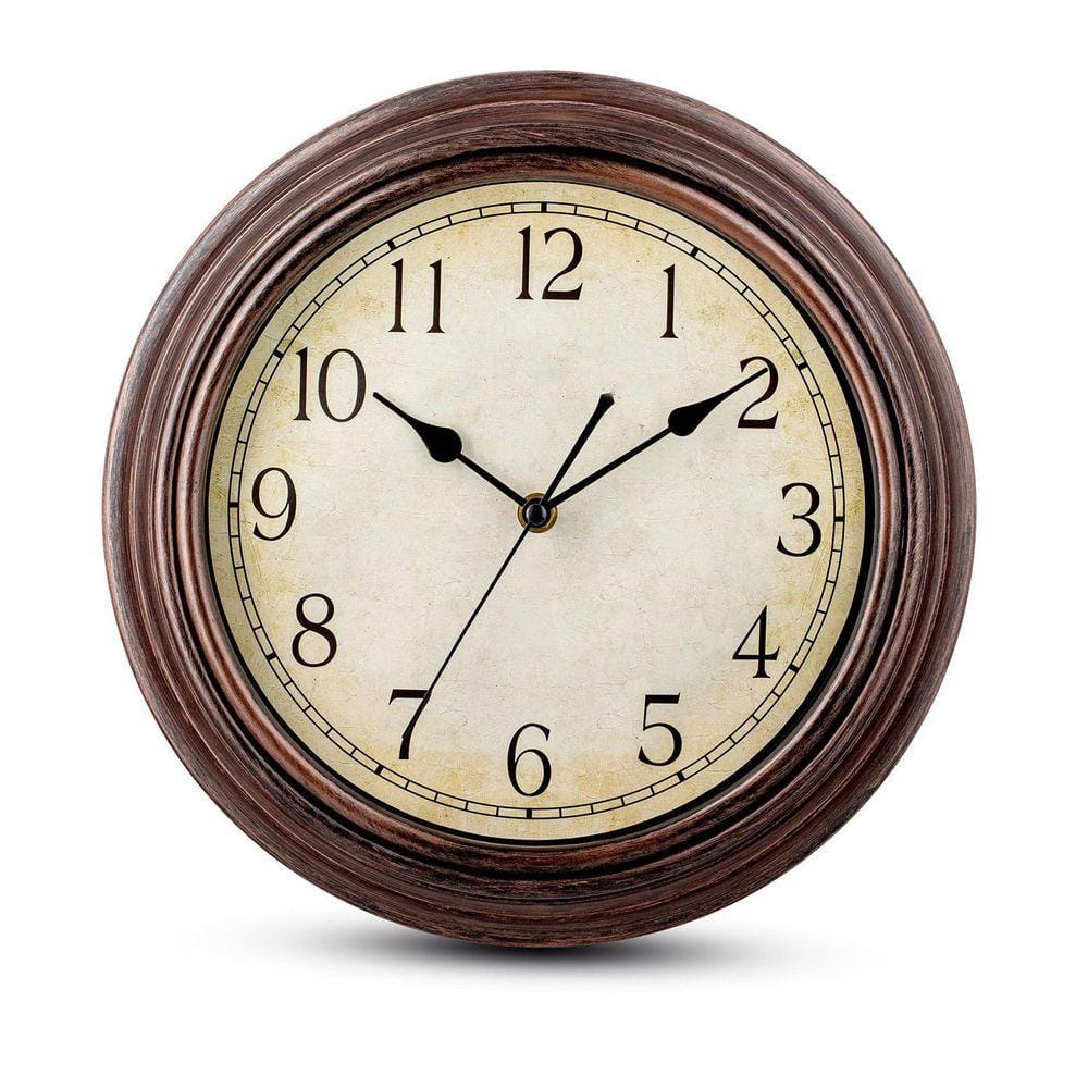 Vintage Bronze Analog Plastic Silent Non Ticking Wall Clock