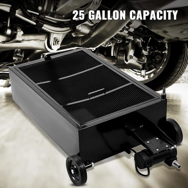 Oil Drain Pan 25 Gal. Oil Drain Tank, 95L Low Profile Oil Drain Pan, Large Capacity Oil Change Pan, Foldable Hand