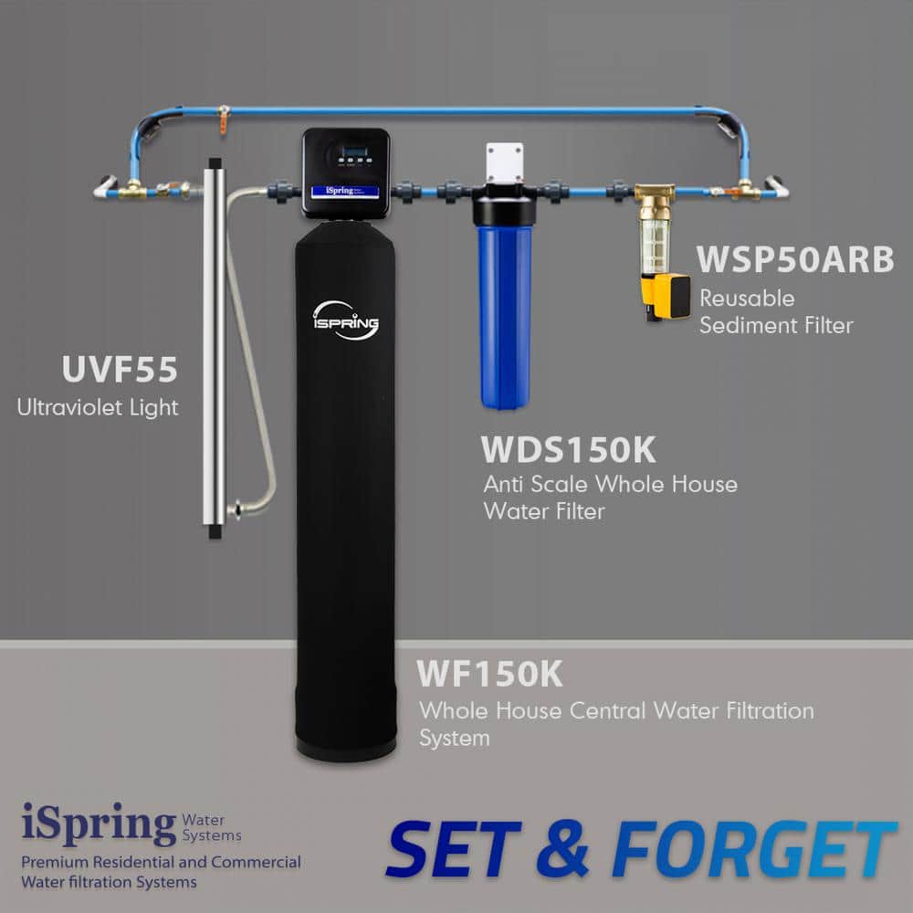 iSpring Black Whole House Water Filtration System with Smart Valve