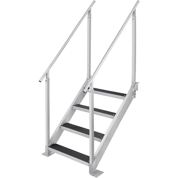 Retractable Dock Ladder 4-Steps 3.1 in. Wide Standard Adjustable Swim Ladder Aluminum 500 Lbs Load, Dock Ladder