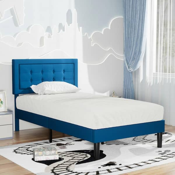 Buy wholesale Dmora Rossella single bed, Storage bed with fabric covering,  Made in Italy, Front opening, with 80x200 cm mattress included, Blue