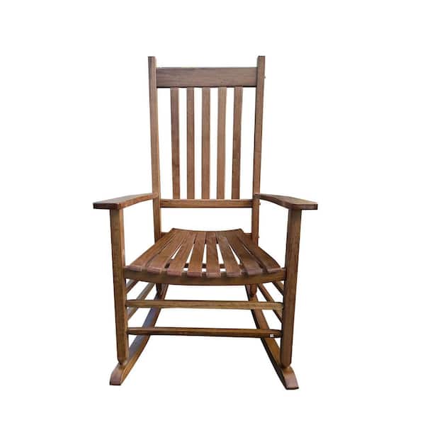 1-Piece Brown Nature Wood Outdoor Rocking Chair-Seat Width 20 in./Height 18 in.