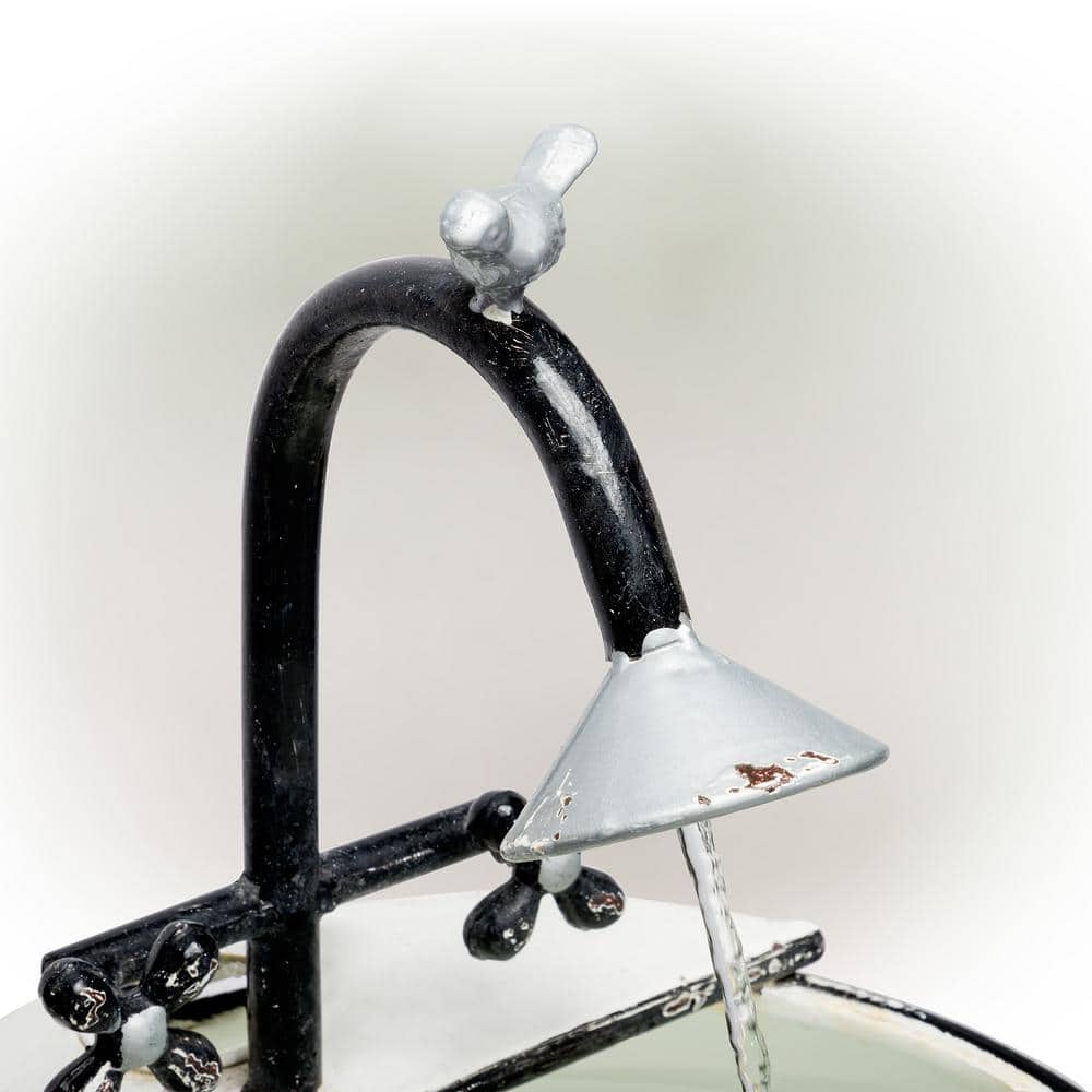 32" Black and White Metal Outdoor Sink Water Fountain