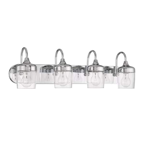 CRAFTMADE Wrenn 30 in. 4-Light Chrome Finish Vanity Light with Clear Glass Shade