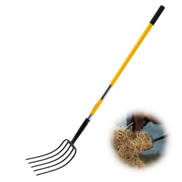 Handle Length 29.92 in. Garden Fork, 5-Tine Gardening Pitchfork, 57in. Heavy Duty Digging Fork,Forged Steel Spading Fork