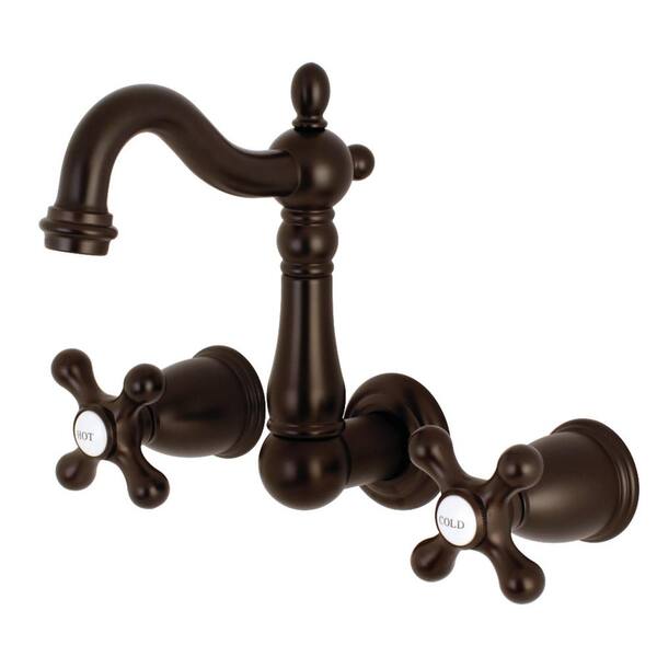 Kingston Brass Heritage 2-Handle Wall Mount Bathroom Faucet in Oil Rubbed Bronze