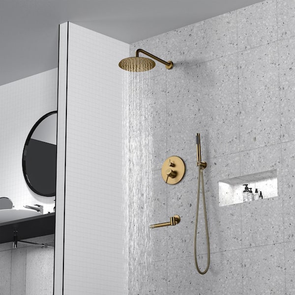 CASAINC 1-Spray Patterns Round 10 in. Wall Mount Dual Shower