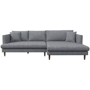 Desire 107 in. W Square Arm 2-piece L-Shaped Linen Living Room Right Facing Corner Sectional Sofa in Gray (Seats-4)
