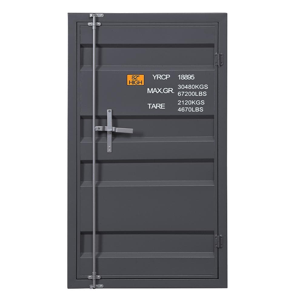 Gunmetal Industrial Metal Chest with Single Door and Shelves