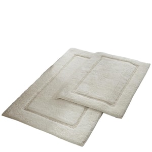 2-Pack Solid Loop Cotton 21x34 inch Bath Mat Set with non-slip backing White