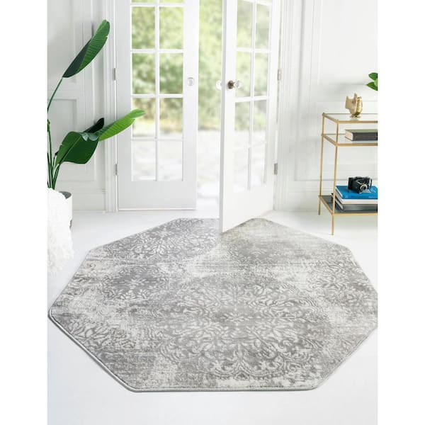 Unique Loom Sofia Grand Light Gray 7 ft. 10 in. x 7 ft. 10 in. Area Rug  3193540 - The Home Depot