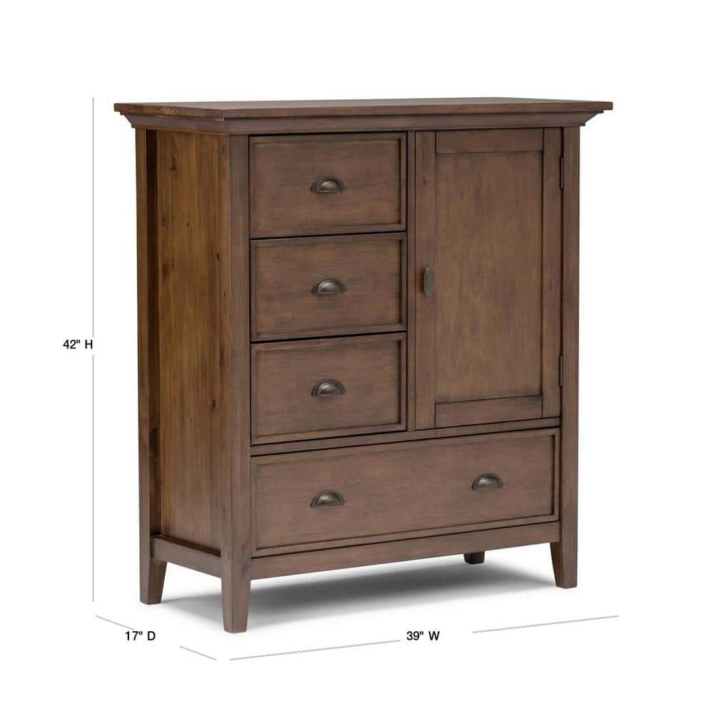 Rustic Natural Aged Brown Solid Hardwood Storage Cabinet