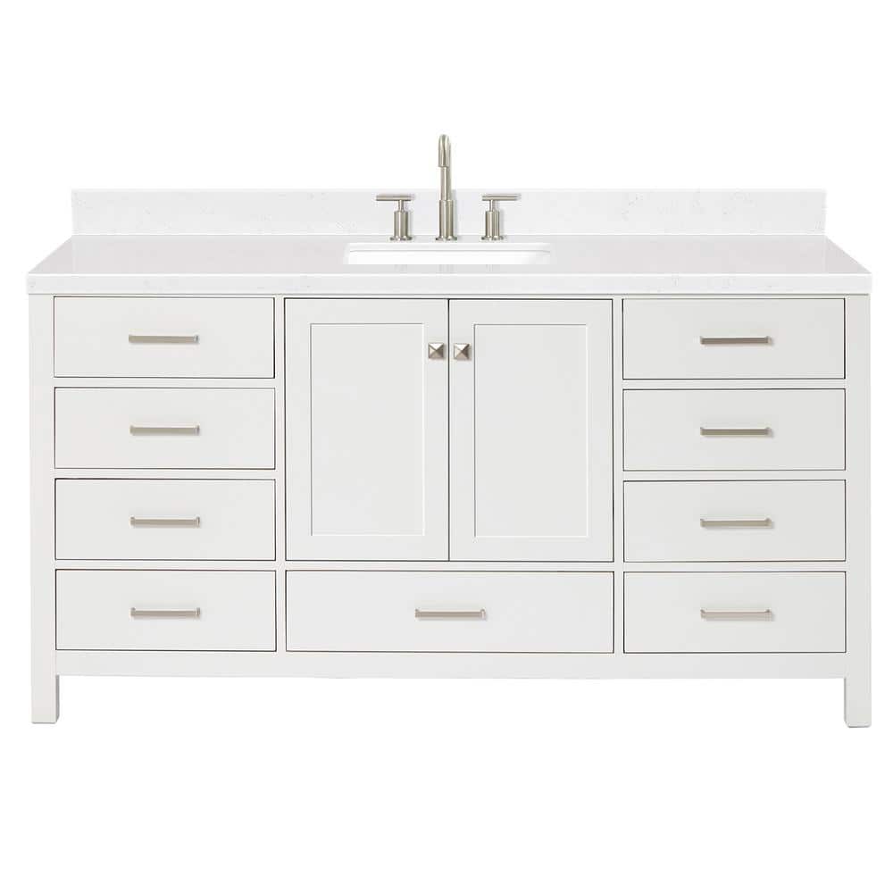 Cambridge 66" White Hardwood Freestanding Single Basin Vanity
