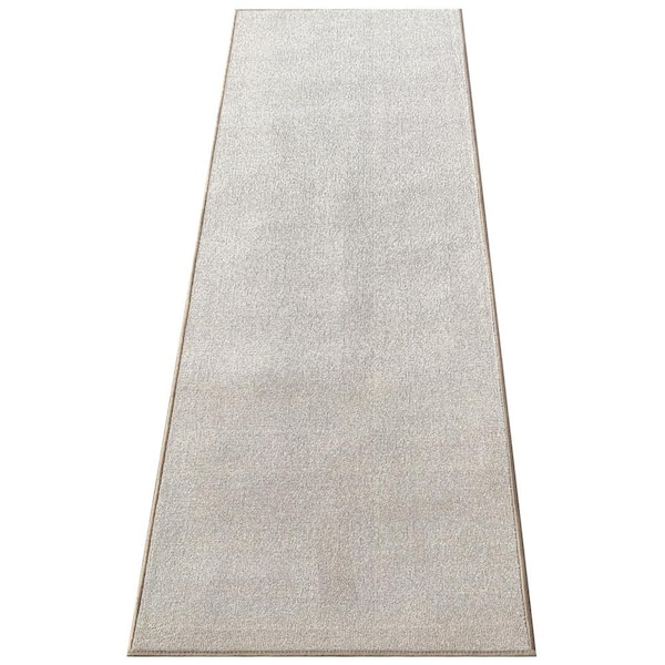 PLAYA RUG Solid Beige 31 in. W x 16 ft. L Runner Rug/Stair Runner 41.6 sq. ft.
