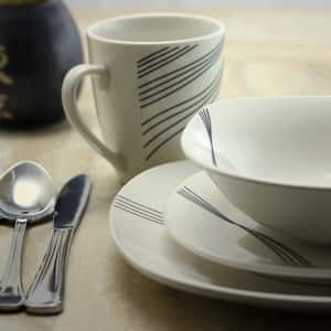 Curvation 16-Piece Casual White Ceramic Dinnerware Set (Service for 4)