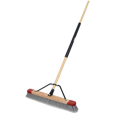 24 in. Premium Indoor Hardwood/Steel Handle Push Broom for Sand, Saw Dust, Wood Shavings and Pet Hair