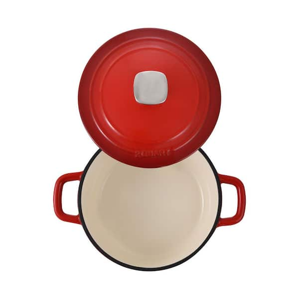 MasterPRO 2 qt. Cast Iron Dutch Oven with Lid, Red