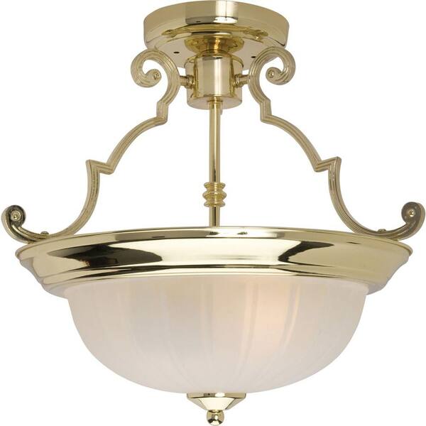 Oriax Infinite 2-Light Polished Brass Incandescent Ceiling Semi Flush Mount-DISCONTINUED