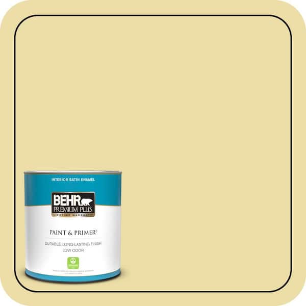 BEHR PREMIUM PLUS 1 qt. #PPU8-12 Refreshing Tea Satin Enamel Low Odor Interior Paint & Primer