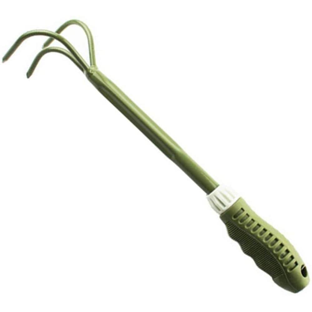 Pig Rake Agfabric 14 in. 3-Prong Claw Rake and Hand Cultivator Tool in Green ...
