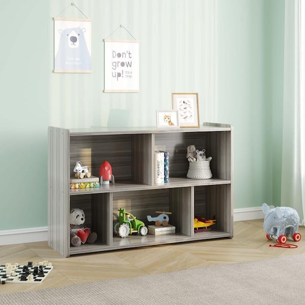 5-Compartment Cubby 30.5 in. H x 46.0 in. W x 15 in. D Maple Composite Wood Preschool Shelf Storage, Ready To Assemble