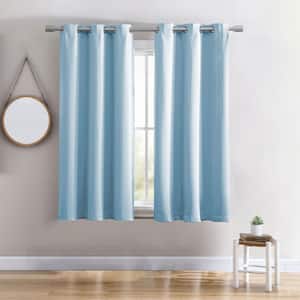 40 in W X 63 in L Grommet Top Single Panel Energy Saving Blackout Curtain in Blue