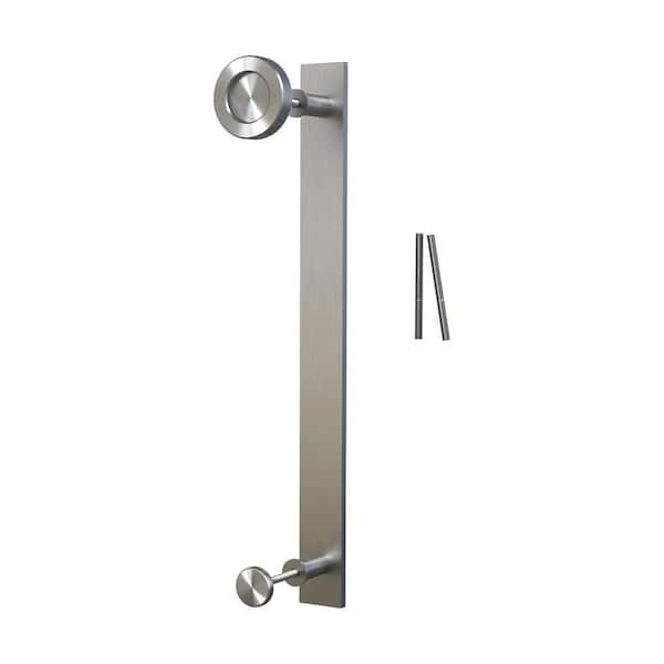 American Pro Decor 14 in. 304 Stainless Steel Steel 2-Sided Flat Pull with Knob for SlidingRolling Barn Wood Doors