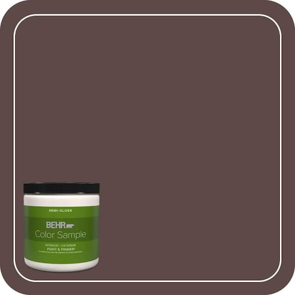 BEHR PREMIUM PLUS 8 oz. #MQ1-58 Chocolate Soul Semi-Gloss Interior/Exterior Paint & Primer Color Sample