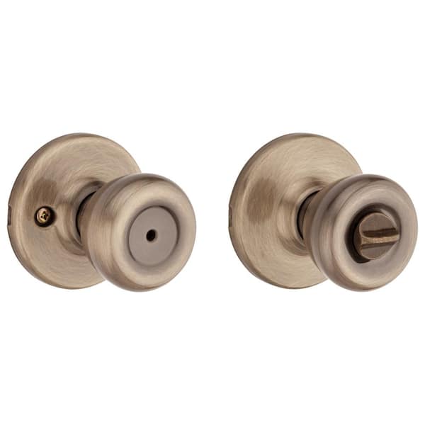 Kwikset Security Tylo Polished Brass Interior Bed/Bath Privacy Door Knob  with Antimicrobial Technology in the Door Knobs department at