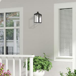 Creekview 12.75 in. 1-Light Black Outdoor Hardwired Wall Lantern Sconce with No Bulbs Included