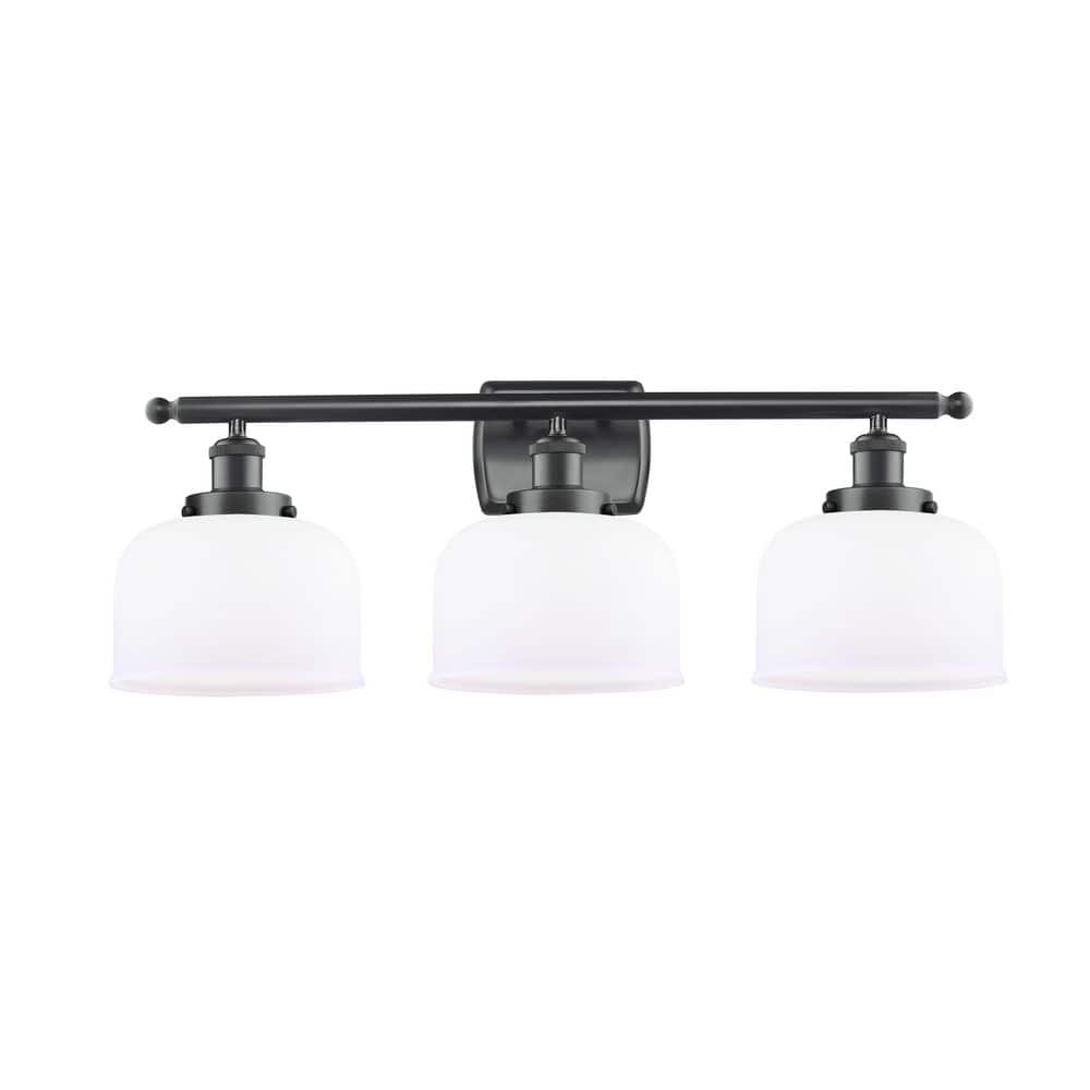 Bell 28 in. 3-Light Matte Black Vanity Light with Glass Shade price history on PriceWatchPro