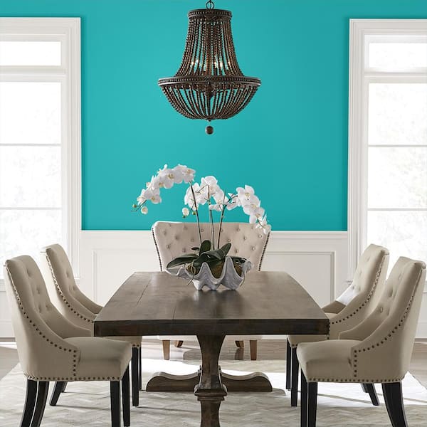 BEHR MARQUEE 1 gal. #MQ4-21 Caicos Turquoise One-Coat Hide Satin Enamel Interior Paint & Primer