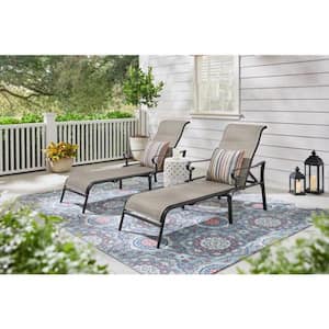 Glenridge Falls Adjustable Steel Padded Sling Outdoor Chaise Lounge in Riverbed (2-Pack)