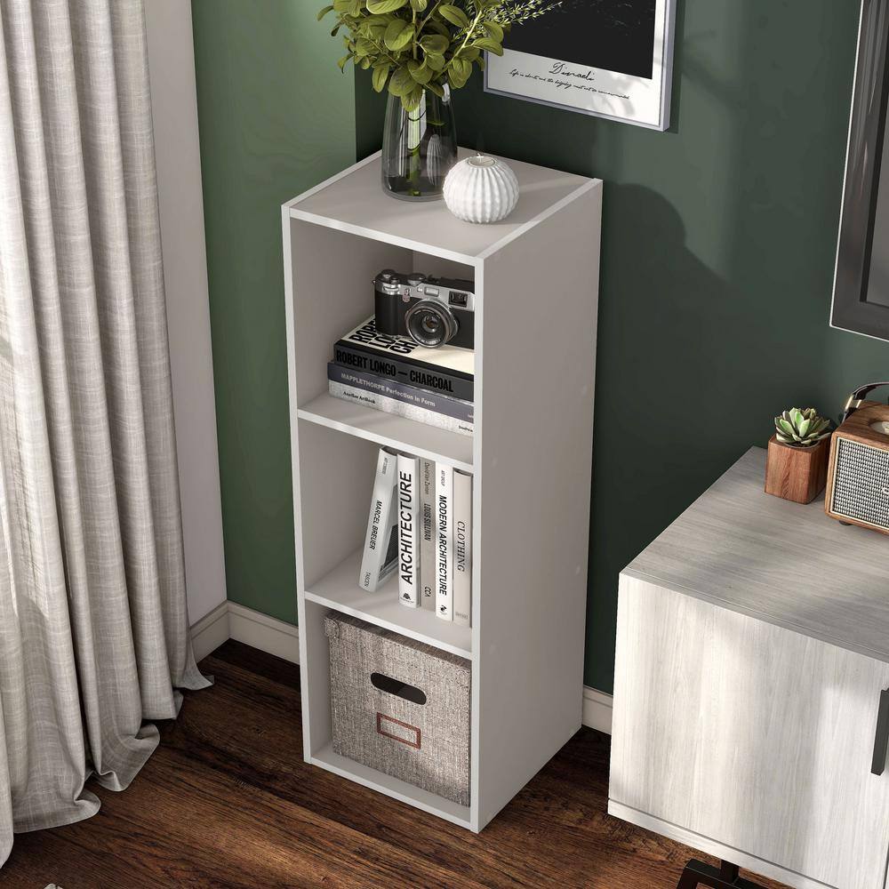 Taupe Grey 3-Shelf Stackable Wood Cube Bookcase