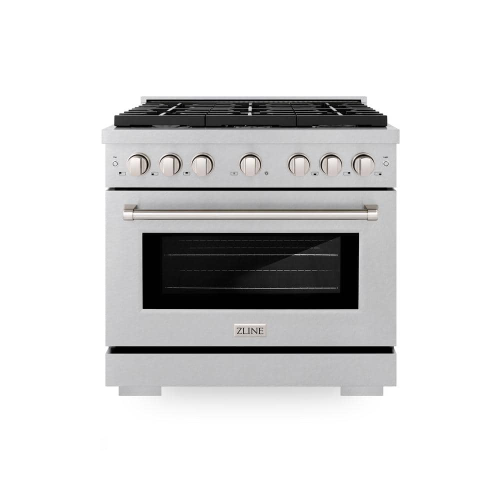 36 in. 6 Burner Freestanding Gas Range and Convection Oven with Brass Burners in Fingerprint Resistant Stainless Steel -  ZLINE Kitchen and Bath, SGRS-BR-36