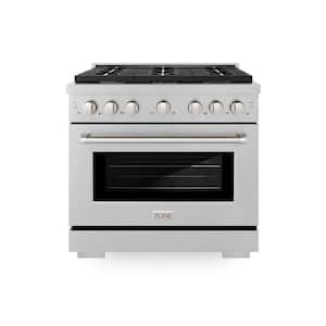 36 in. 6 Burner Freestanding Gas Range and Convection Oven with Brass Burners in Fingerprint Resistant Stainless Steel