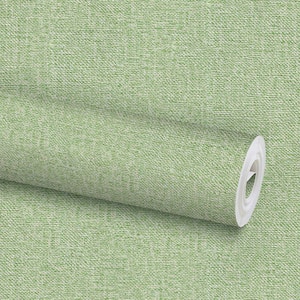 Peel and Stick Wallpaper Textured Linen Contact Paper Self-Adhesive Wallpaper Roll, Green(2-Roll 15.75 in. x 118.11 in.)