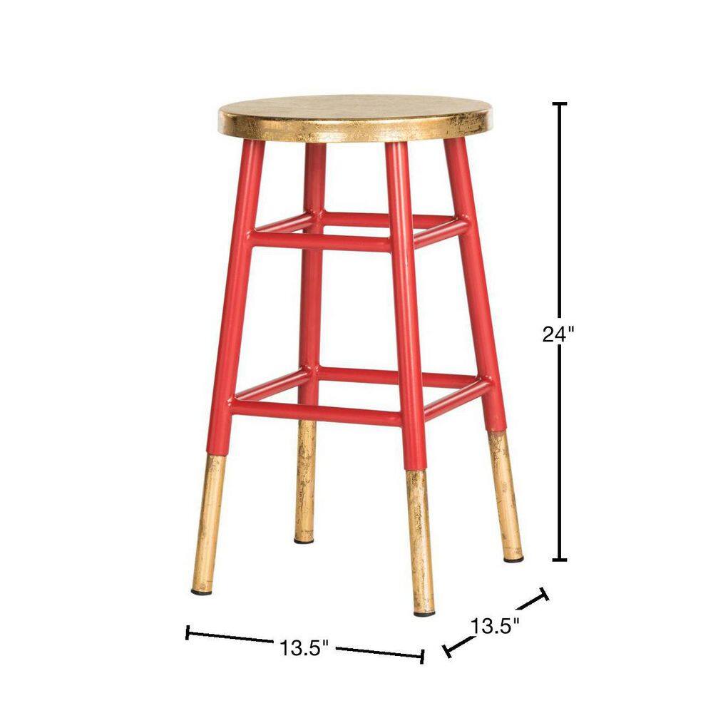 Transitional 24" Red and Gold Metal Counter Stool
