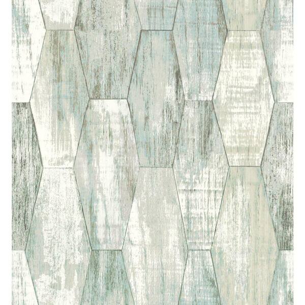 RoomMates 28.29 sq. ft. Blue Wood Hexagon Tile Peel and Stick Wallpaper