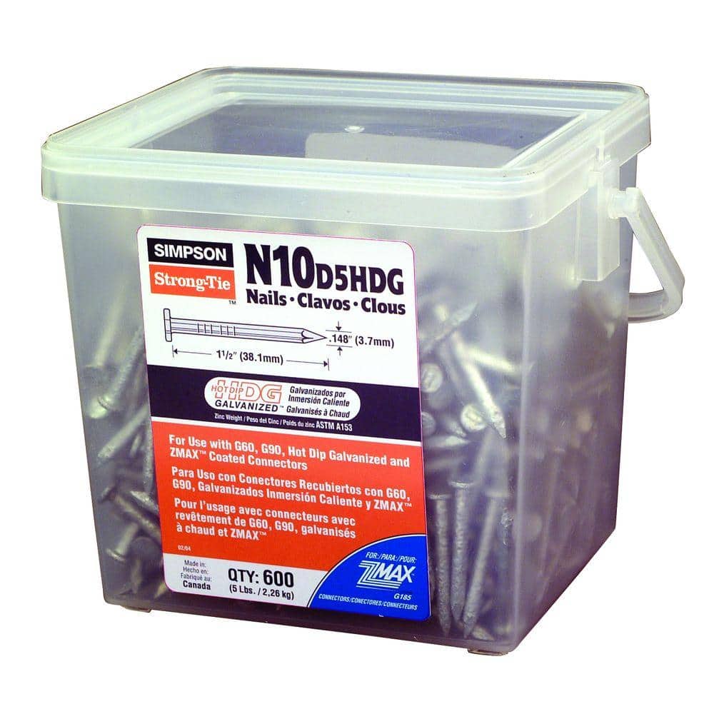 Strong-Drive 10d x 1-1/2 in. SCN Smooth-Shank Connector Nail Hot-Dip Galvanized (5 lb.)
