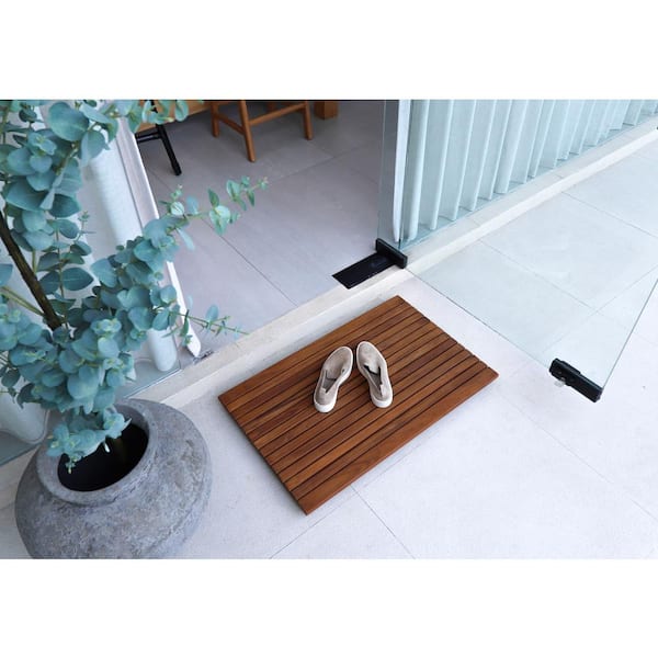 Indoor Bath Shower Mat Non Slip, 33.4x23.6 inch Extra Large Outdoor Shower  Mat with Drain Hole, Brown Eco-Friendly Styrofoam Lightweight Shower Floor  Mat for Bathroom, Fast Drainage 