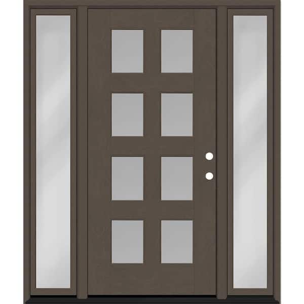 Regency 68 in. x 80 in. 8L Modern Clear Glass LHIS Ashwood Stain Fiberglass Prehung Front Door w/Clear14 in. SLs 6-9/16