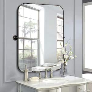 24 in. W x 36 in. H Modern Rectangle Metal Framed Pivoted Wall Vanity Mirror