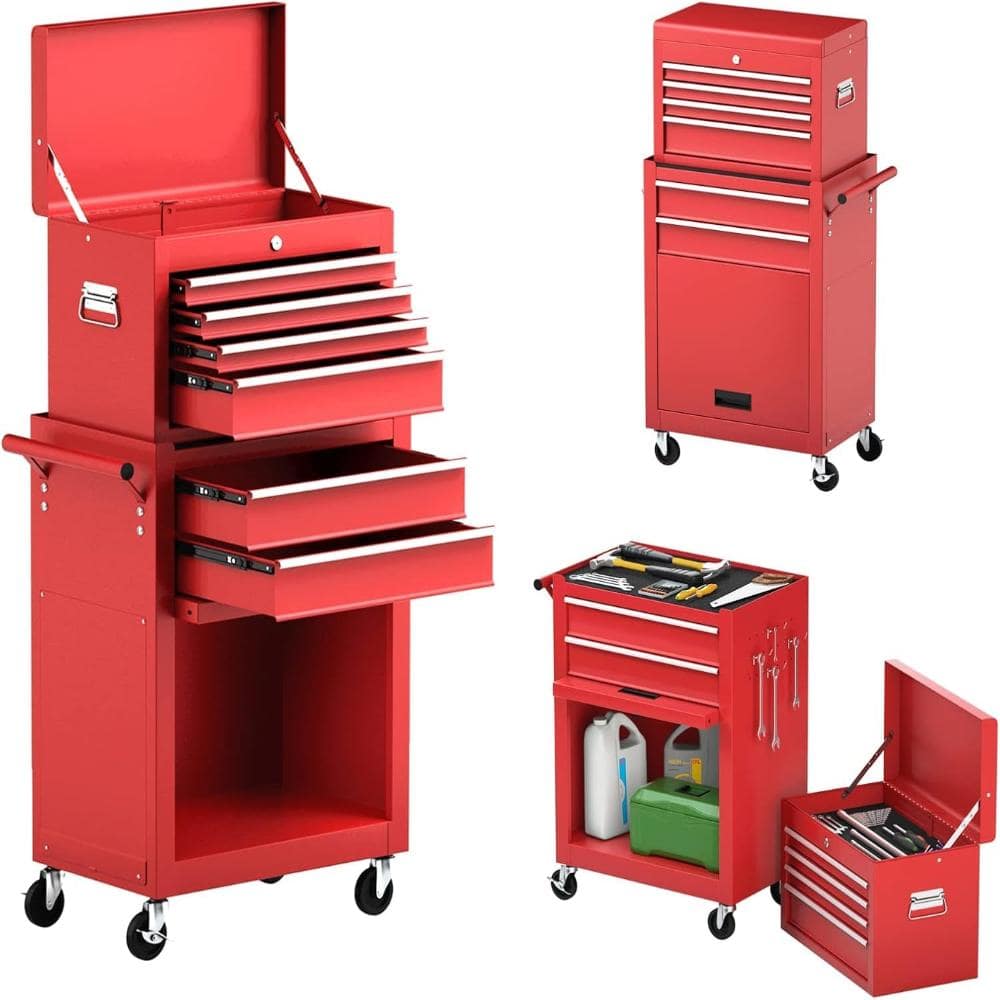 6-Drawer Rolling Tool Chest with Wheels, Heavy-Duty Metal Tool Cabinet Cart Sliding Drawers for Garage & Workshop Red price history on PriceWatchPro