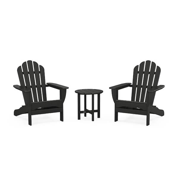 Trex Outdoor Furniture Charcoal Black 3-Piece Plastic Patio Conversation Set in Adirondack Monterey Bay