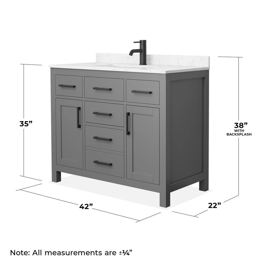Beckett 42" Dark Gray Freestanding Vanity with Carrara Marble Top