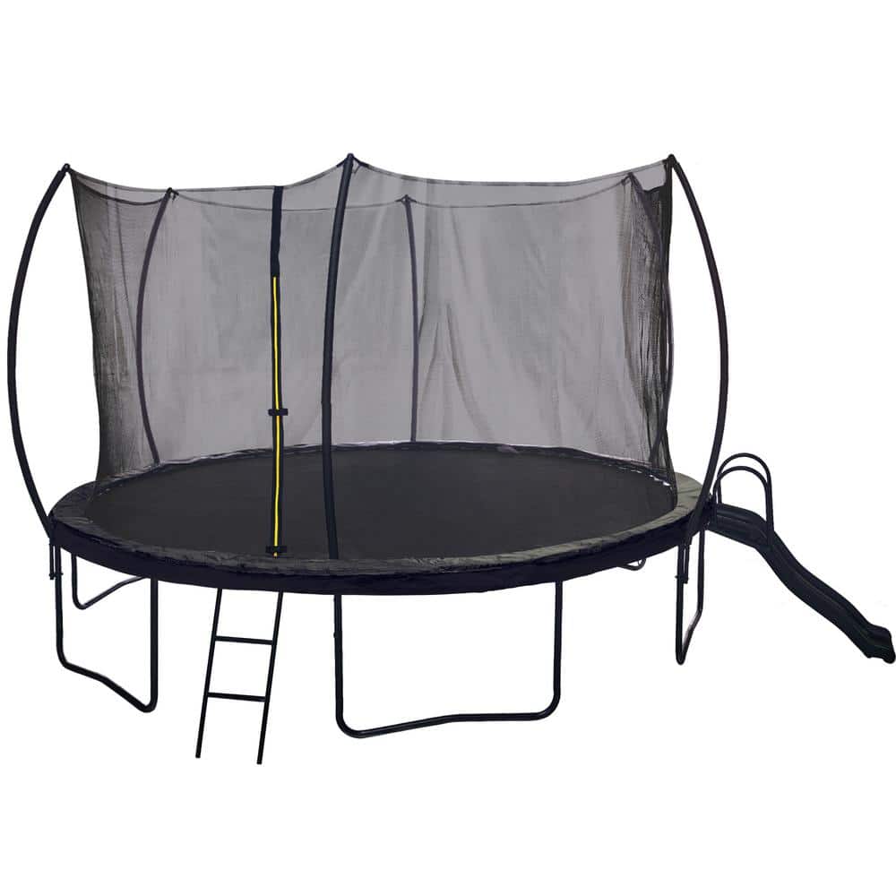 14FT Trampoline with Slide, Outdoor Pumpkin Trampoline for Kids and Adults 