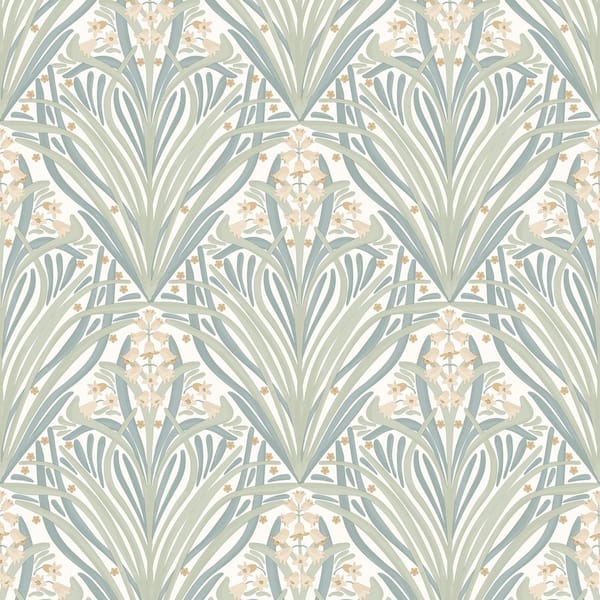 Victorian Bloom Light Green with Cream Ground Wallpaper Sample