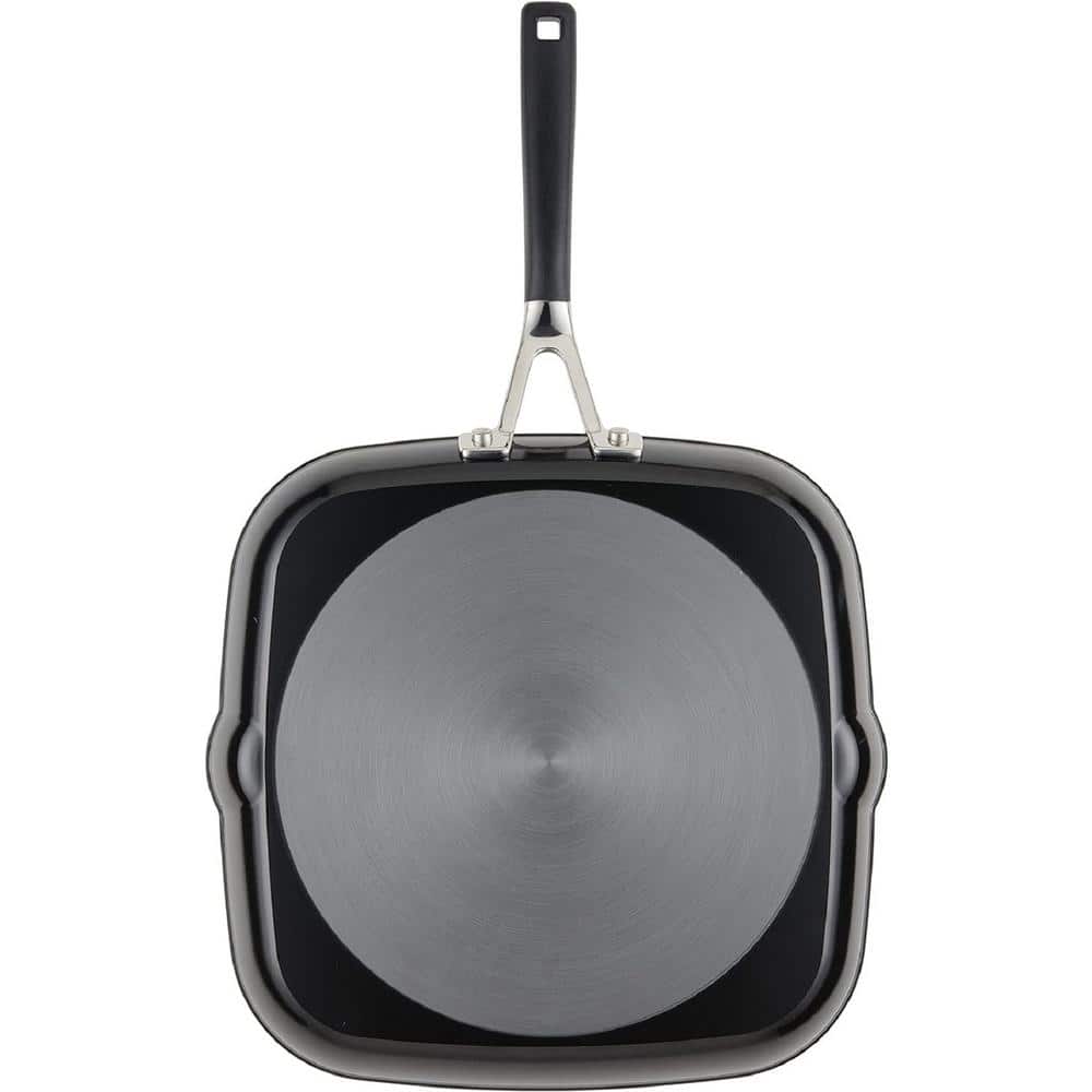 11.25 in. Onyx Black Hard Anodized Aluminum Nonstick Square Grill Pan